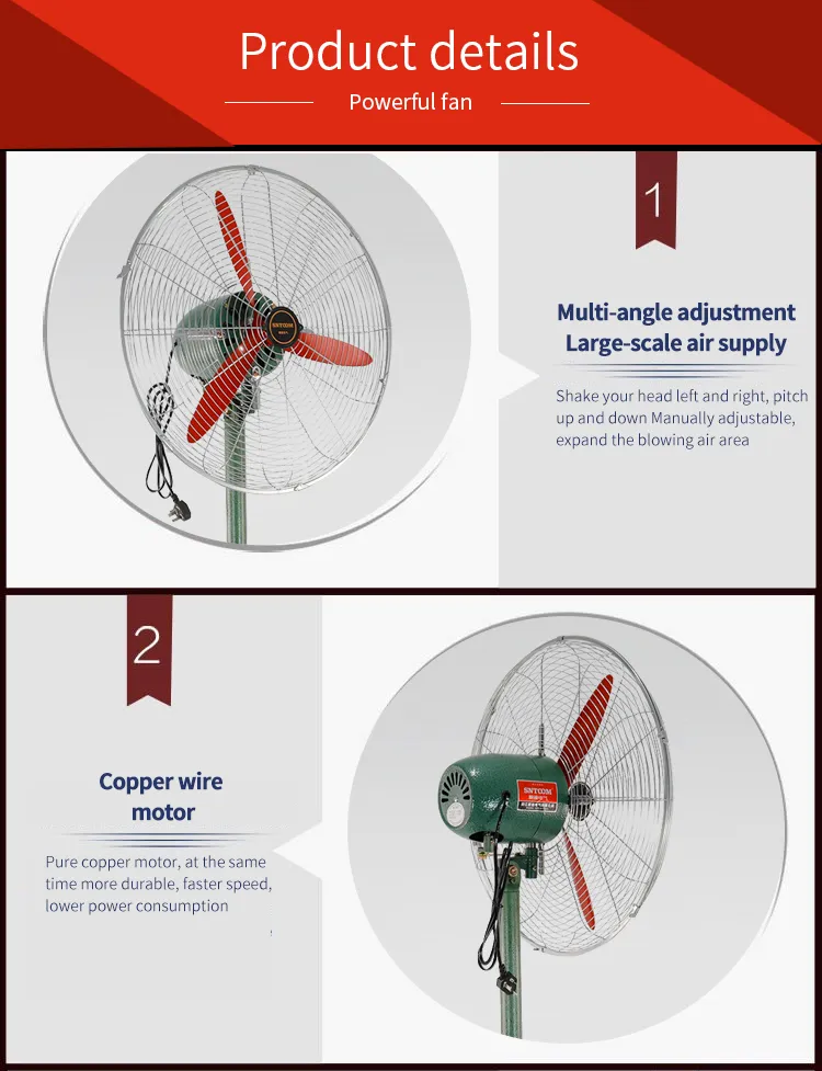 Ventilador Elétrico Poderoso Ventilador Industrial Alta Potência Ventilação de Fábrica Cabeça Oscilante Suporte de Chão Parede Suspensa Churrasco Grande Volume de Ar