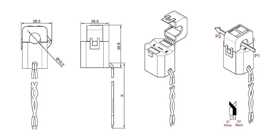 Xh-Sct-T10 (B) 70A 0.33V Sensor 50A/333mv Grampo UL Núcleo Dividido Monitoramento TC Transformador de Corrente