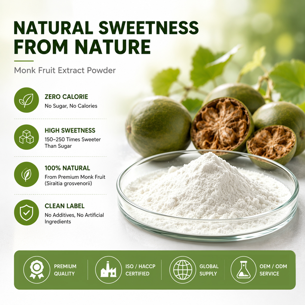 Natural Monk Fruit Extract Powder Mogroside V For Beverage Reformulation SE Asia Thailand Vietnam Market Hot Sale