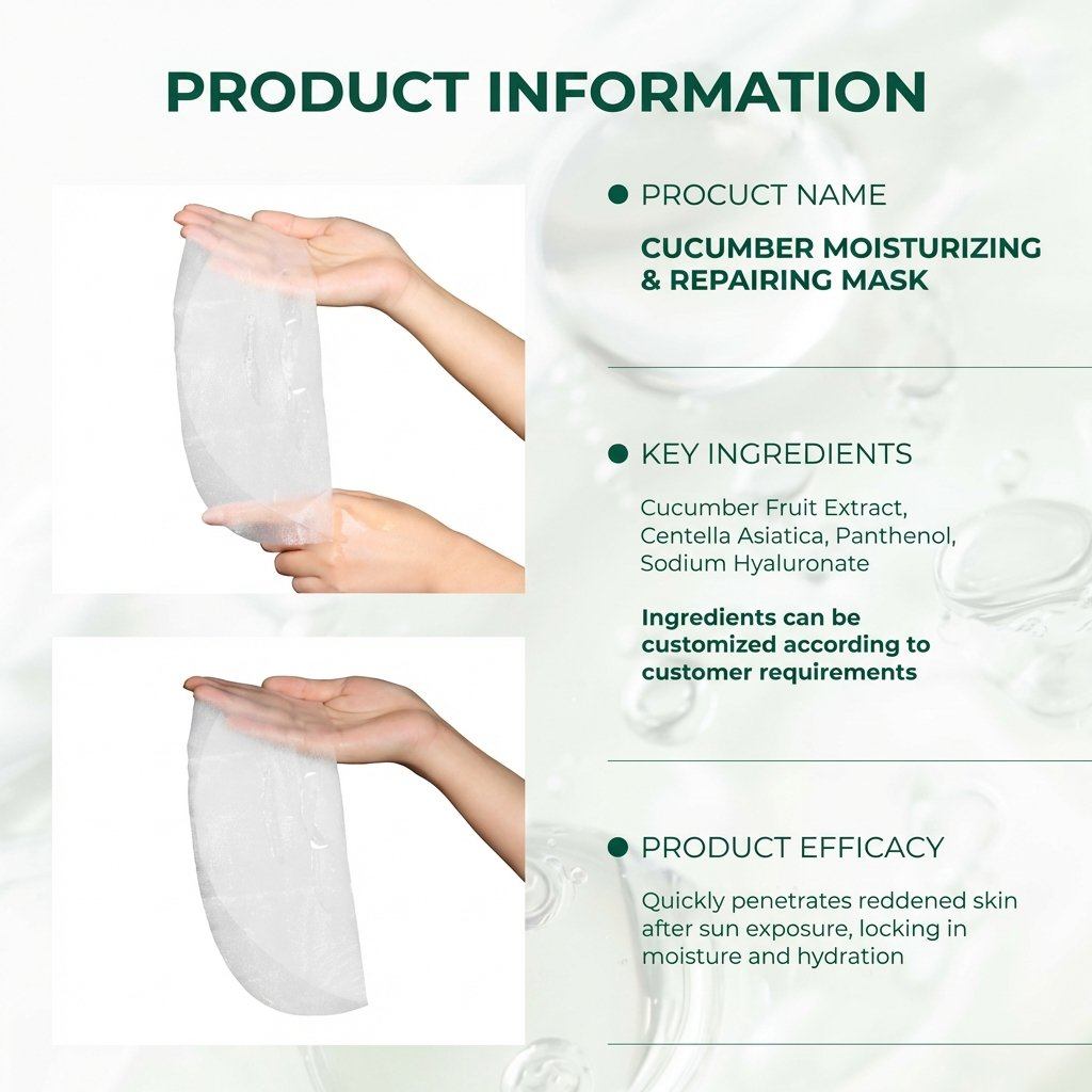 Private Label ODM Herbal Fruit-Infused Hyaluronic Acid Sheet Facial Mask for Face Neck-7A Antibacterial Antioxidant Hydrating