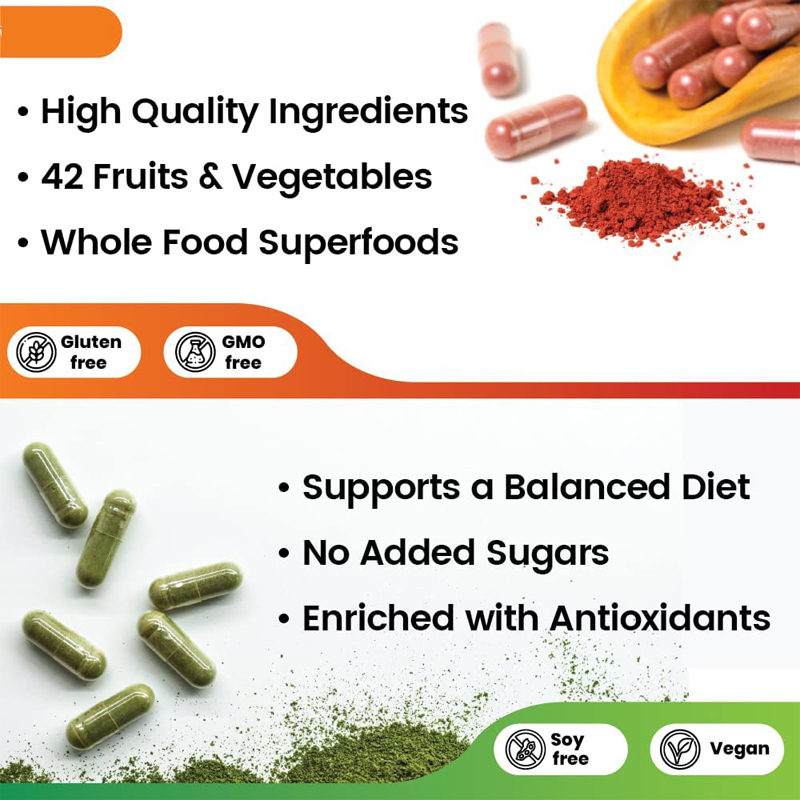 Wholesale OEM Private Label Vitamins And Minerals Herbal Extract Supplement Manufacturers Vegan Fruits And Vegetable Capsules