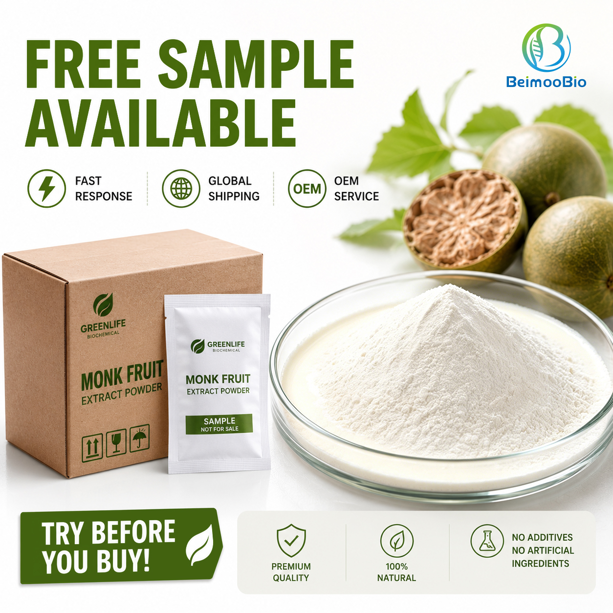 Natural Monk Fruit Extract Powder Mogroside V For Beverage Reformulation SE Asia Thailand Vietnam Market Hot Sale