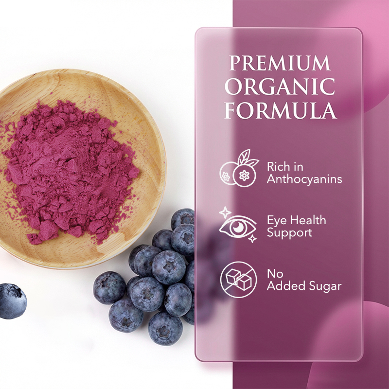 AMULYN Natural Organic Freeze Dried Wild Blueberry Herbal Extract Powder HPLC Testing Vacuum Packed Food Grade Anthocyanins