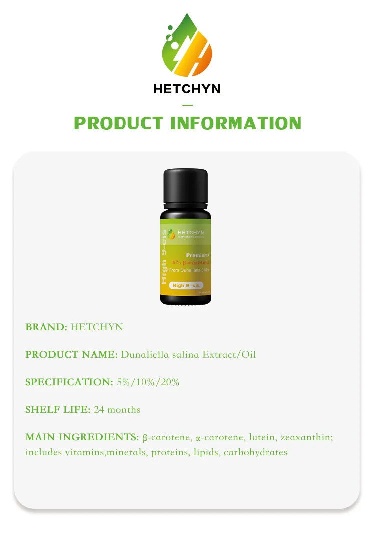 High Quality Nutraceuticals High 9-Cis 5% Beta-Carotene Extract From Dunaliella Salina