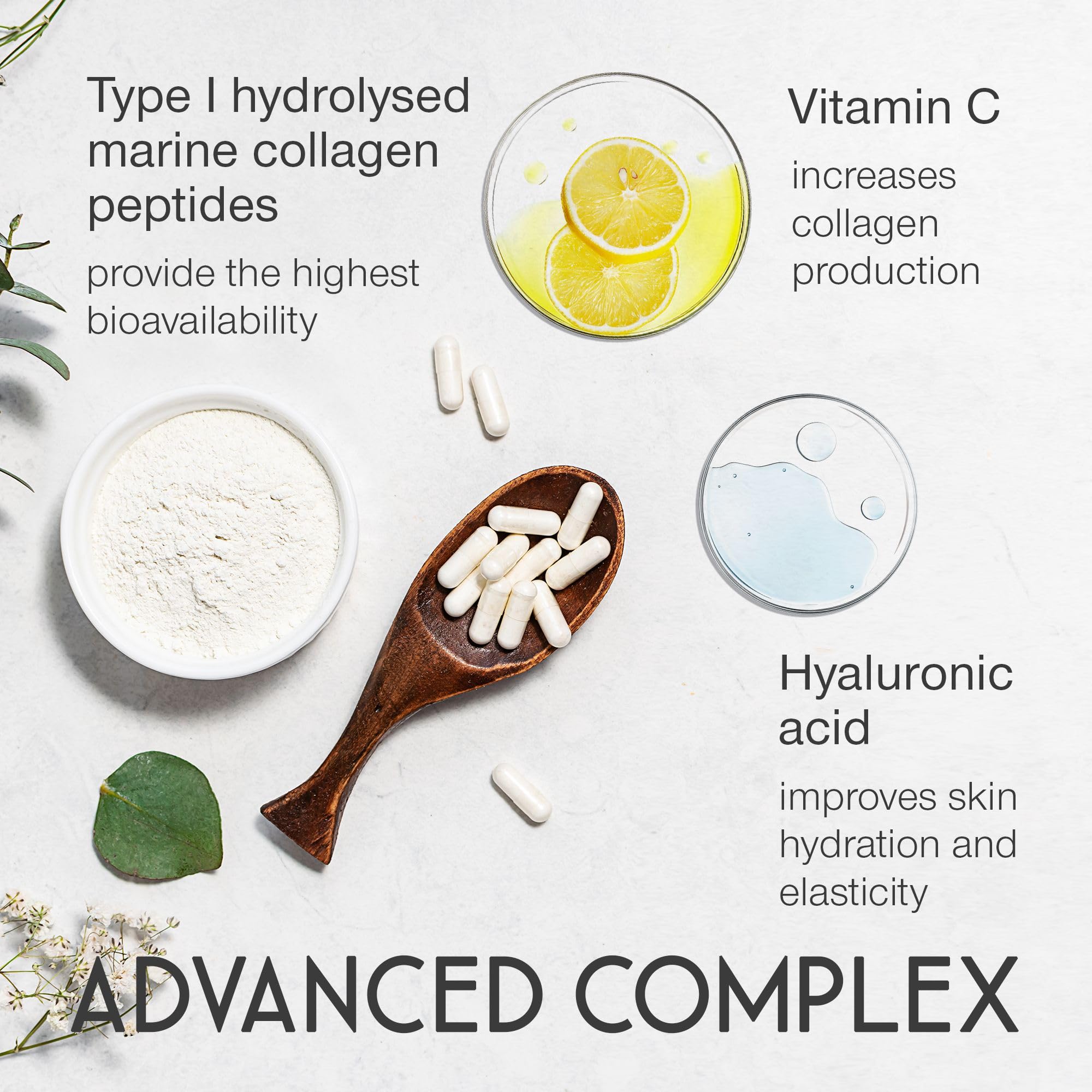 Premium Marine Collagen Plant Extracts with Hyaluronic Acid Collagen Supplement for Skin, Hair, Nails Marine Collagen Capsules