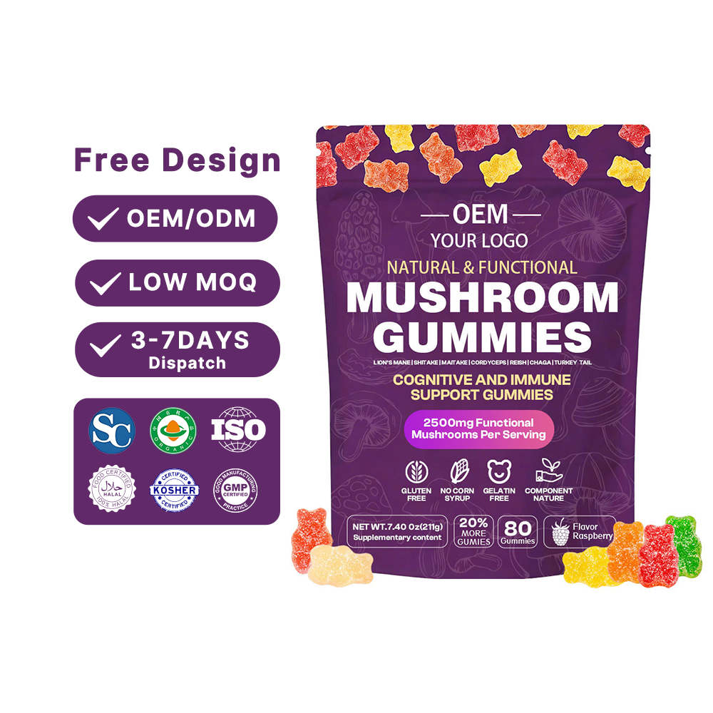 Turkey Tail Shiitake Maitake Mushroom Gummies 10 In 1 Mushroom Blend Custom Formula OEM ODM Wholesale
