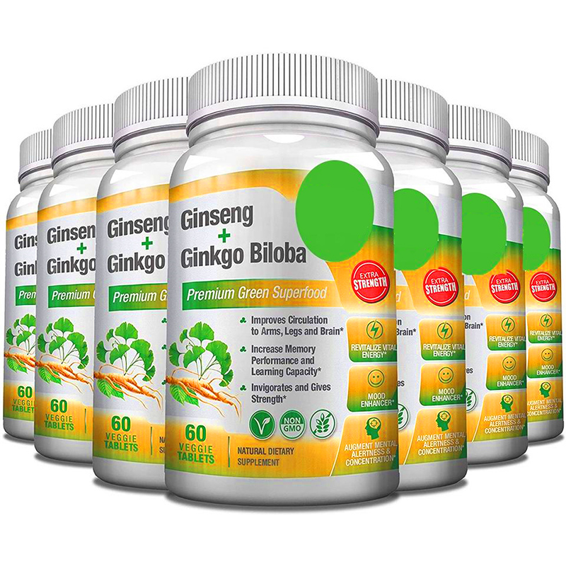 Herbal Supplements Organic Ginseng Ginkgo Biloba Extract Energy Supplement Tablets Support Brain Health Care