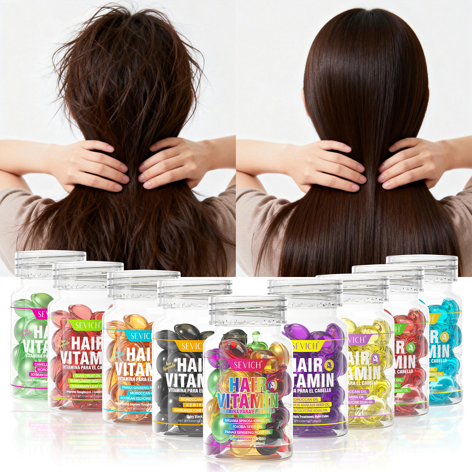 SEVICH Hair Oil Capsules Custom Anti Loss Smooth Vitamin Natural Oil Hair Growth Care Capsule Organic Health Hair Capsule
