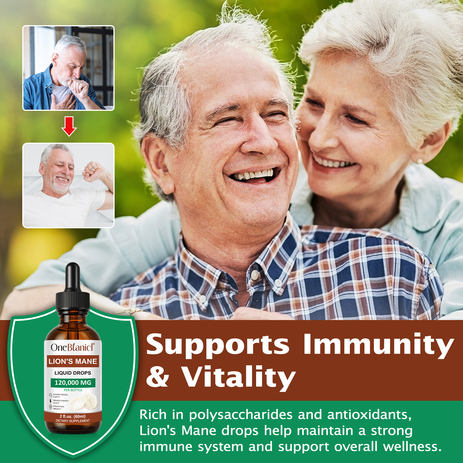 Organic Lion's Mane Mushroom Herbal Plant Extract Drops Brain Energy Improve Memory Lion's Mane Mushroom Extract Drops
