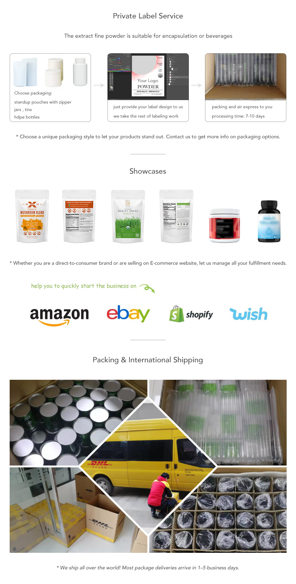 Packaging options and delivery services