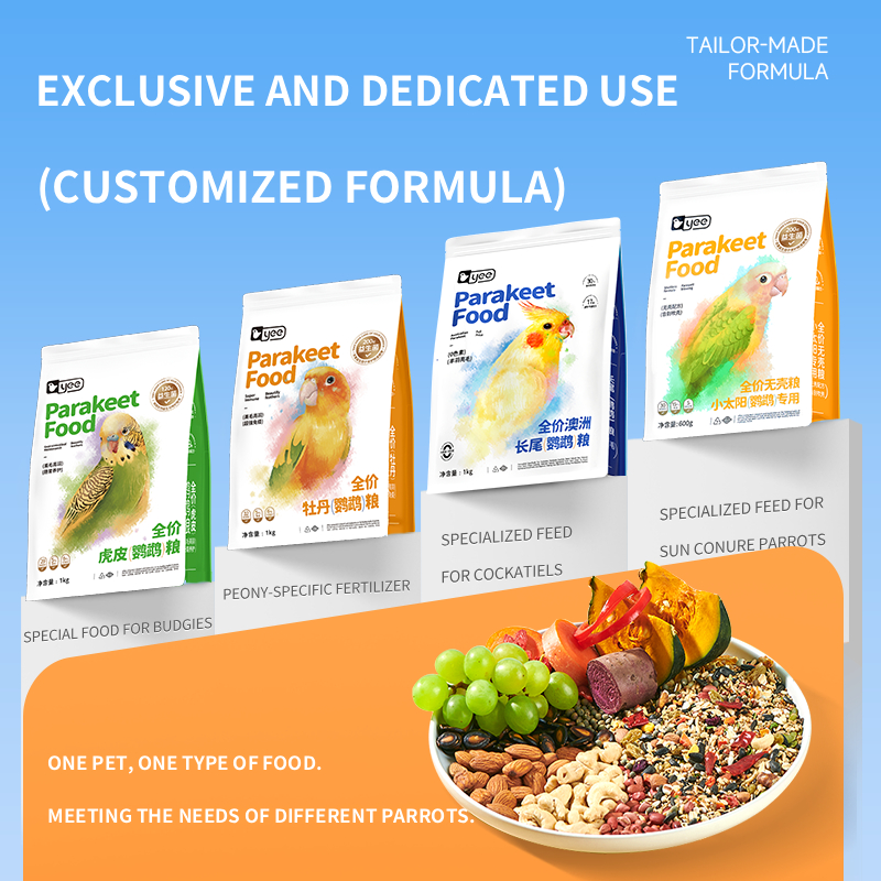 YEE Factory Wholesale Parrot Food Fruit Seed Mix Non Additive Nutrition Feed For Cockatiel Lovebird Budgie