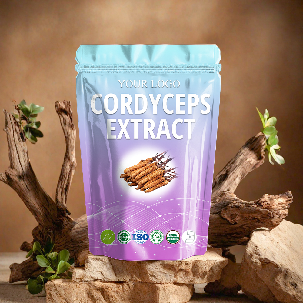 Pure Natural Polysaccharide Cordyceps Extract Custom OEM Herbal Liquid Vitamin-Active Ingredients Bottle Packaging
