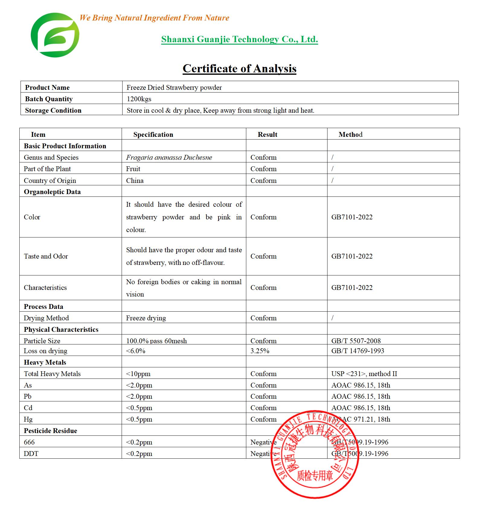 High Purity Freeze Dried Strawberry Powder Factory Supply OEM/ODM Customizable Fruit Powder for Food Industry
