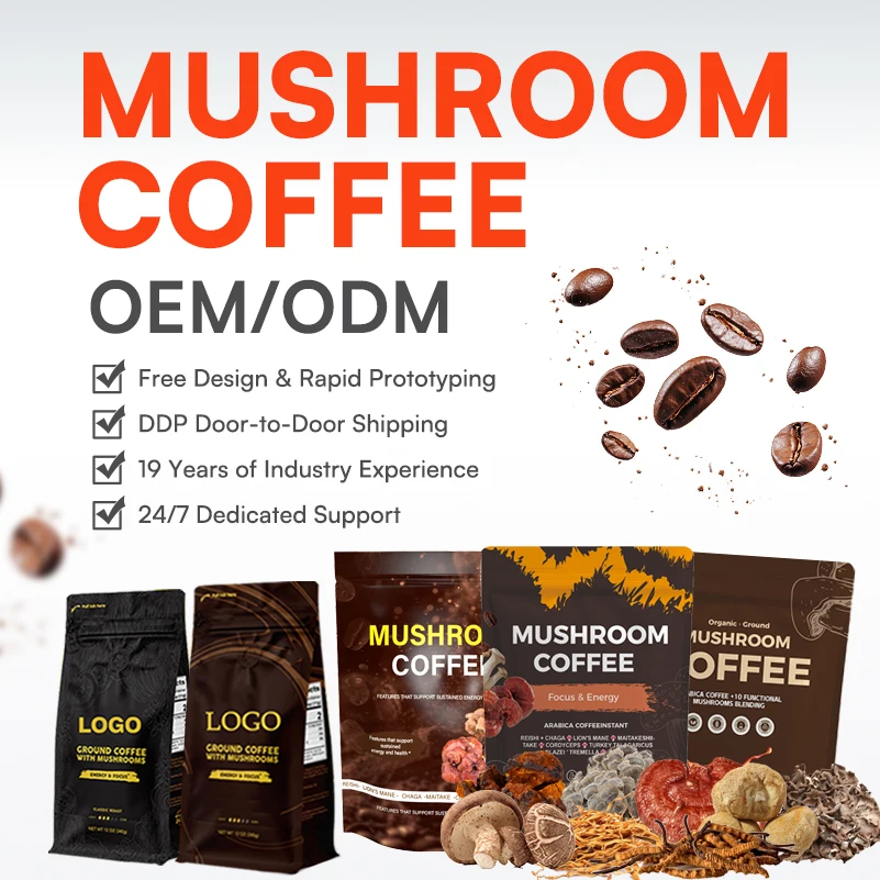 OEM Service Private Label Mushroom Mix Coffee OEM Instant Lions Mane Mushroom Coffee Powder Herbal Supplements