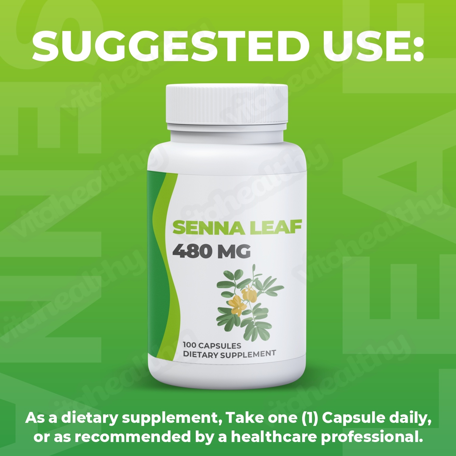 Vitahealthy OEM/ODM Factory Supply Senna Leaf Capsules 480MG Senna Leaf Extract for Body Cleanse Organic Senna Leaf Supplement