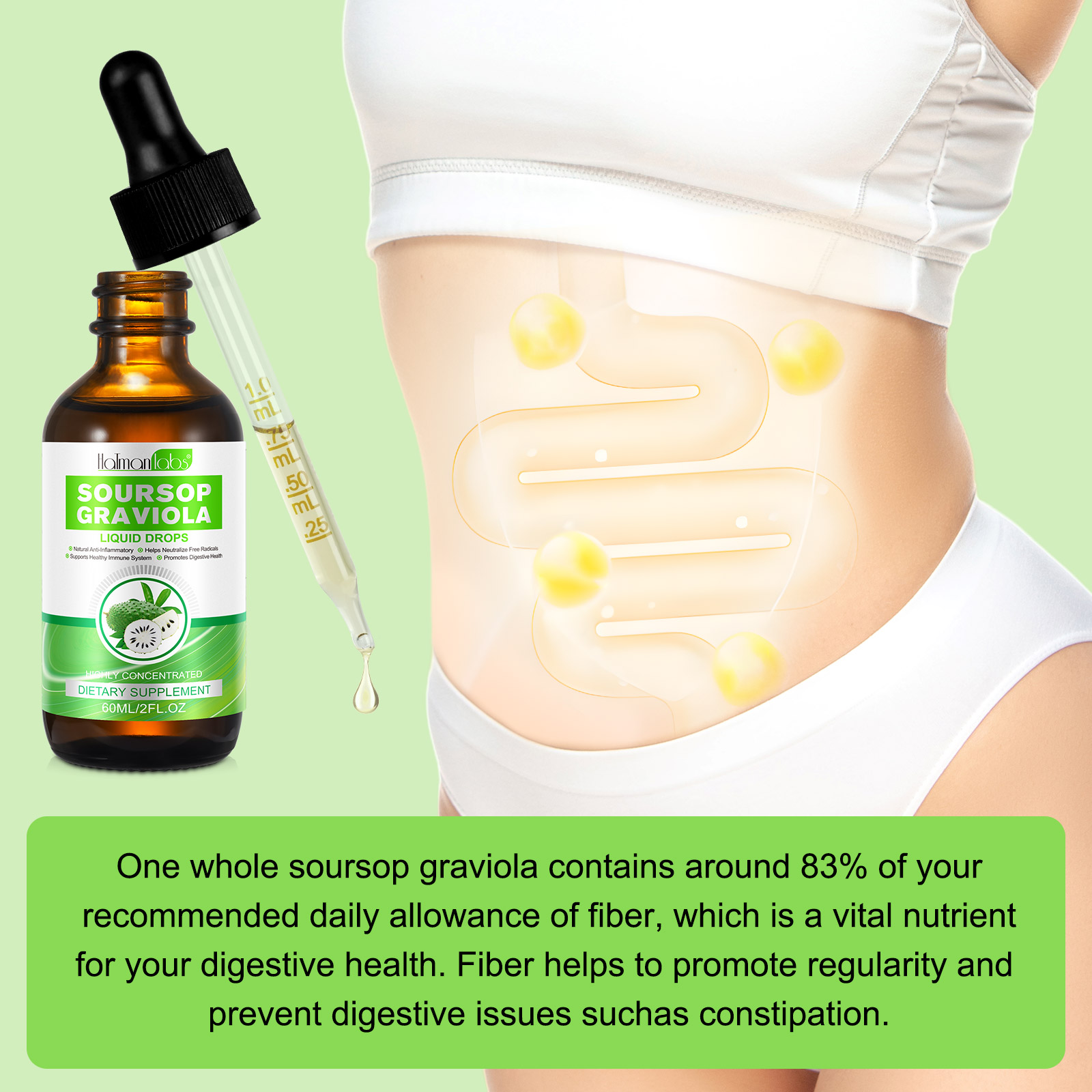 Hatmanlabs 60ml Helps Neutralize Free Radicals Anti Inflammatory Soursop Graviola Extract Liquid Drops Supplement Soursop Drops
