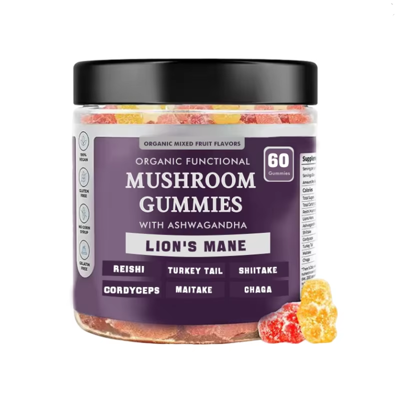 OEM Mushroom Gummies For Sleep Calm &amp; Brain Focus, Lion's Mane Mushroom Gummies With Ashwagandha, Vegan Superfood Gummy Candy