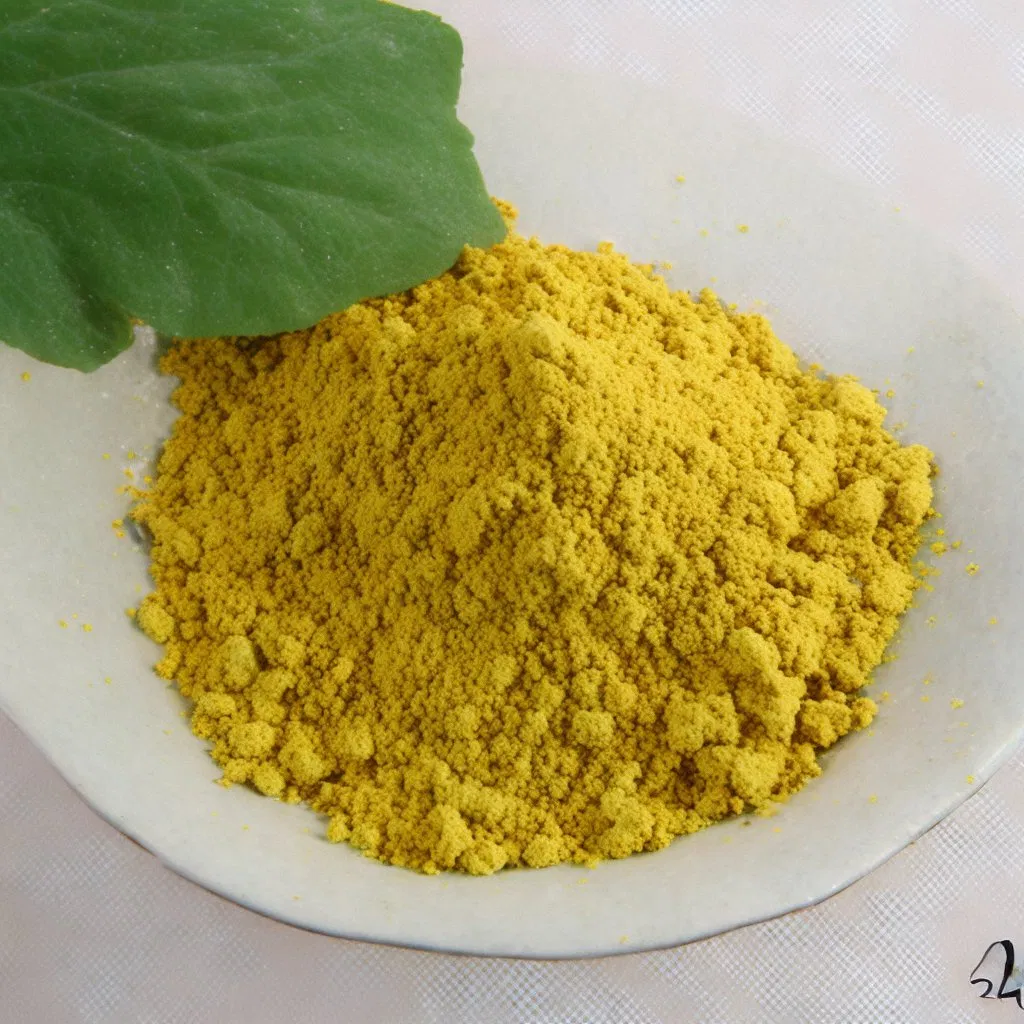 Yellow fine powder close-up