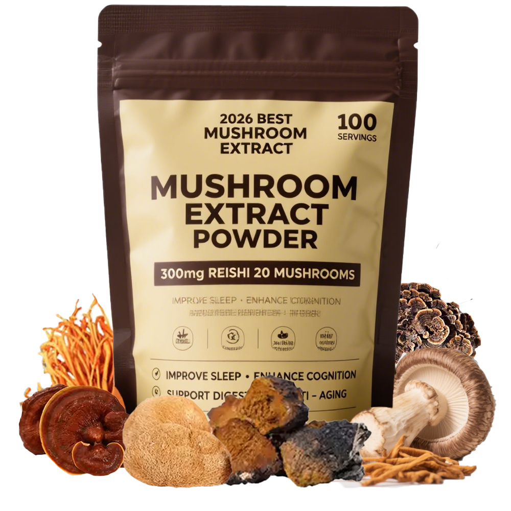 Private Label 10 In 1 Organic Shiitake Maitake Chaga Lions Mane Mushroom Extract Polysaccharides Powder