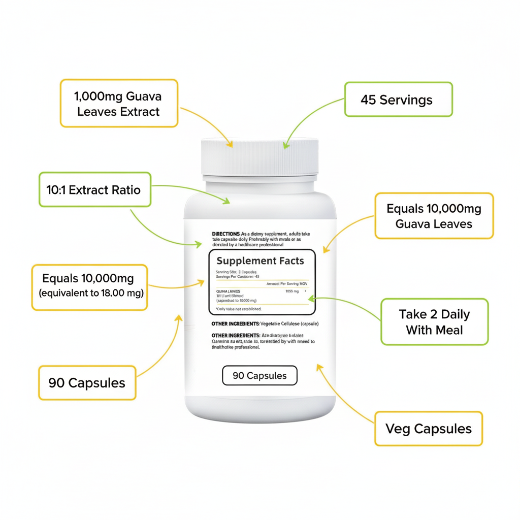 Hot Sale Private Label Dietary Supplements Natural Pure Guava Leaf Extract Capsules