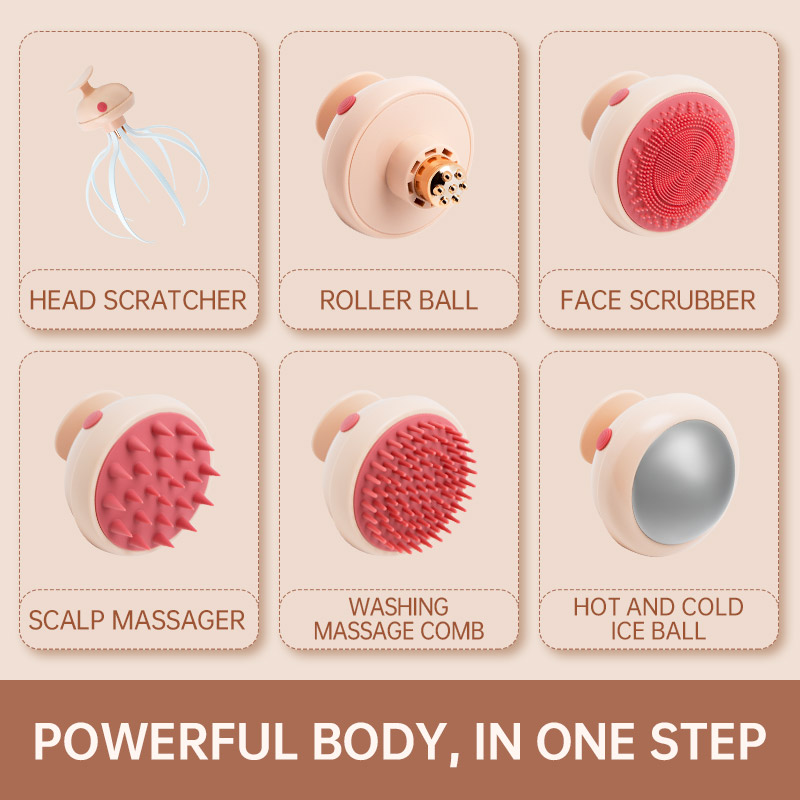 Hot Selling Battery Operated Silicone Portable Head &amp; Hair Massage device Set