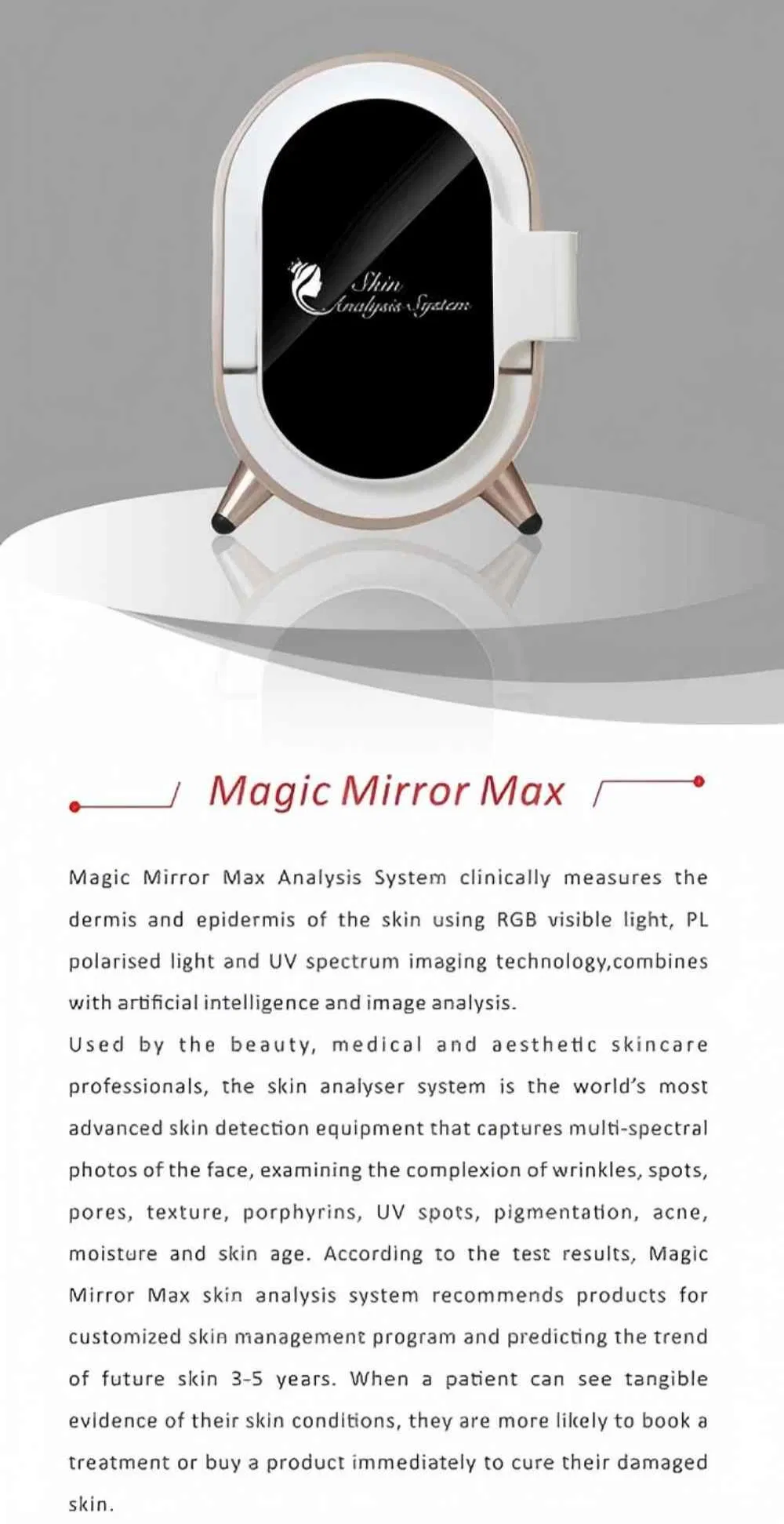 Non-Invasive Facial Mirror Device for Comprehensive Skin Analysis & Beauty Management