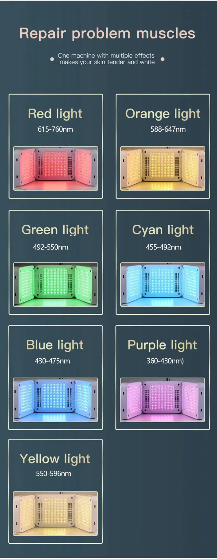 LED PDT Bio Light Therapy Mask Acne Treatment 7 Colors Red Light Therapy Facial Caring Device for Face and Body