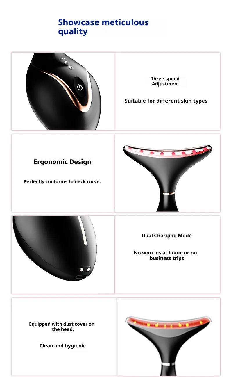Multi-Color Beauty Light Inductive Vibration Microcurrent Electric Beauty Device Red Light Therapy for Face