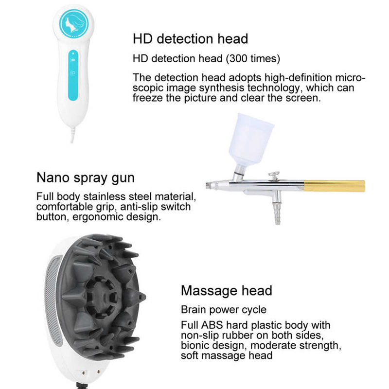 5 in 1 Hair Loss Treatment Scalp Head Scalp Massager Skin Hair Follicle and Scalp Analyzer Scanner Machine