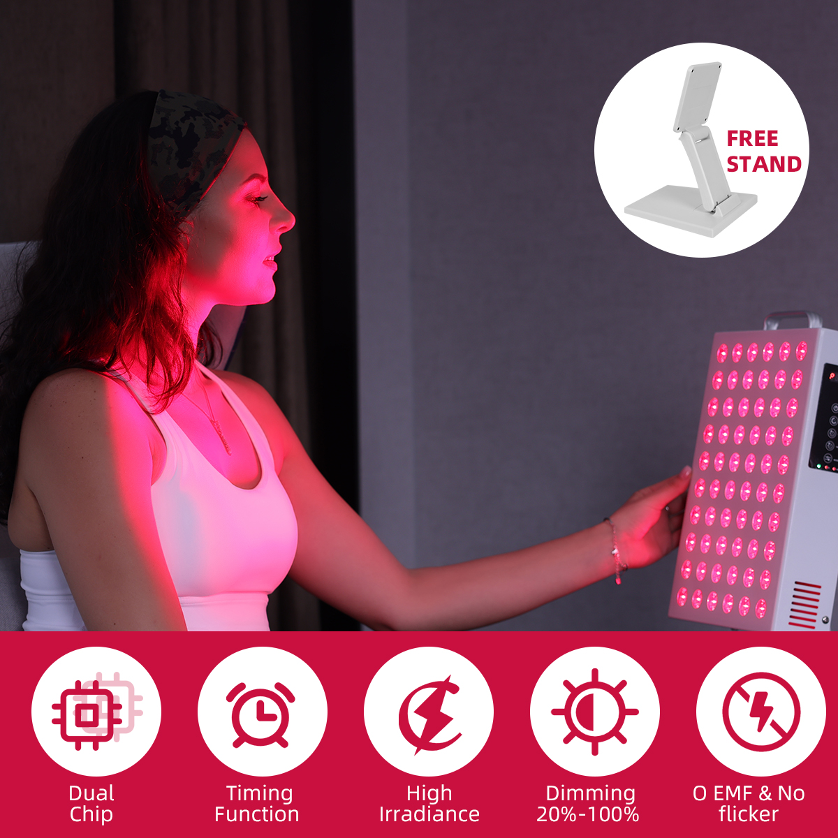 SunPlus Home Use Desktop Pdt Machine Led Face 300W Red Infrared Light Therapy Machine Device Panel Dual Chip 660nm 850nm