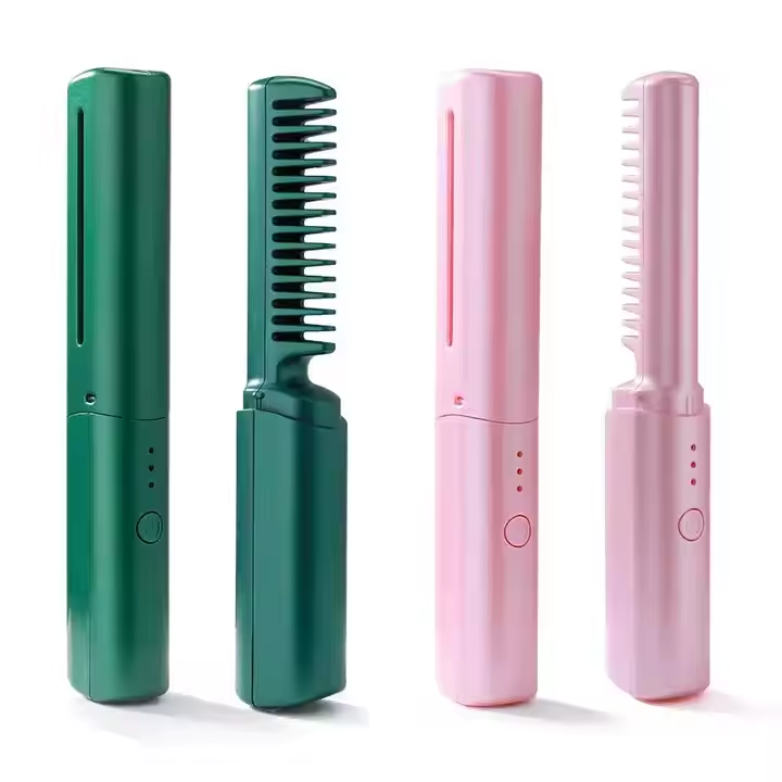 2 in 1 Lazy Straightener Hair Hot Comb Portable Mini USB Rechargeable Hair Straightener Curler Fast Heating Hair Styling Tools