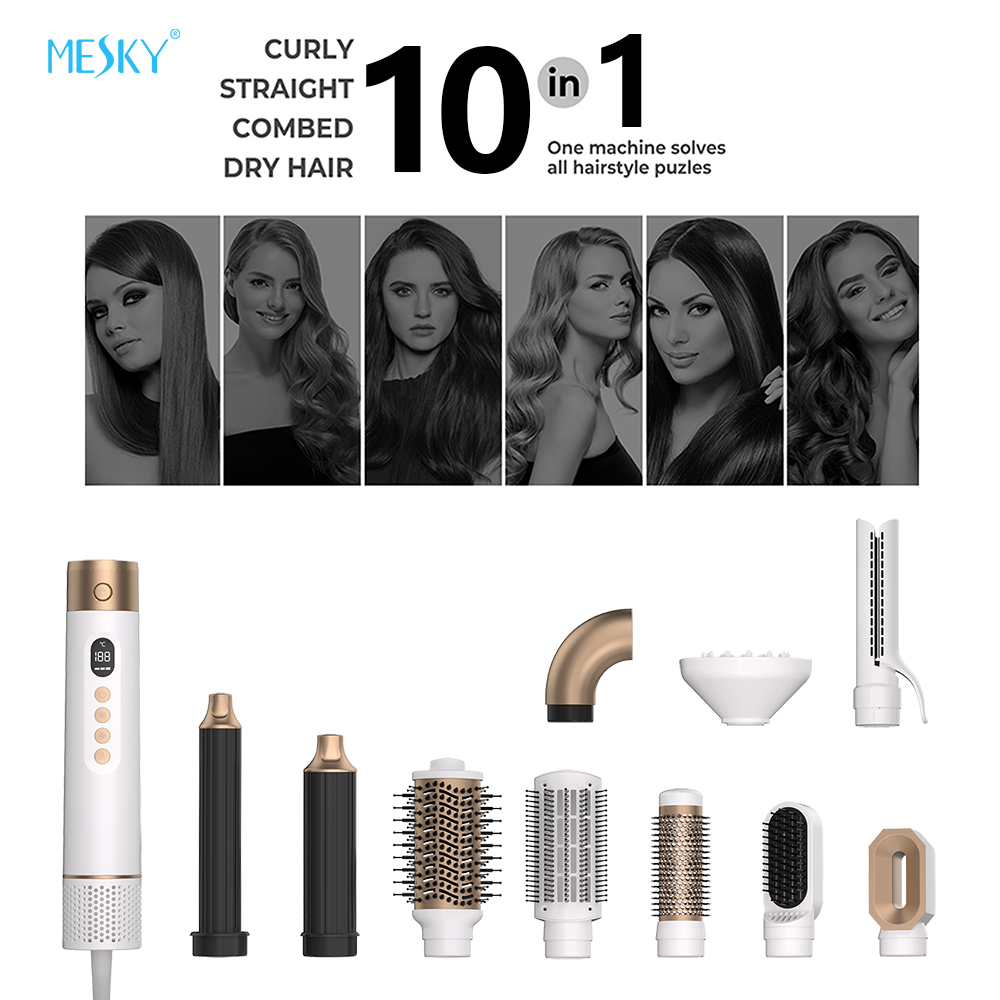 MESKY New Style Airstyler 10 In 1 Electric Hair Dryer Volumizer Hot Air Brush One-Step Ionic Styler With French Language