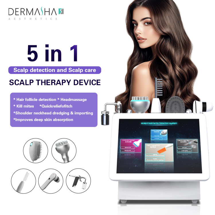 Dermasha Scalp Treatment Machine Hair Analysis 5 in 1 Scalp Massager Device 2025 Electric Scalp Analyzer Hair Care Machine