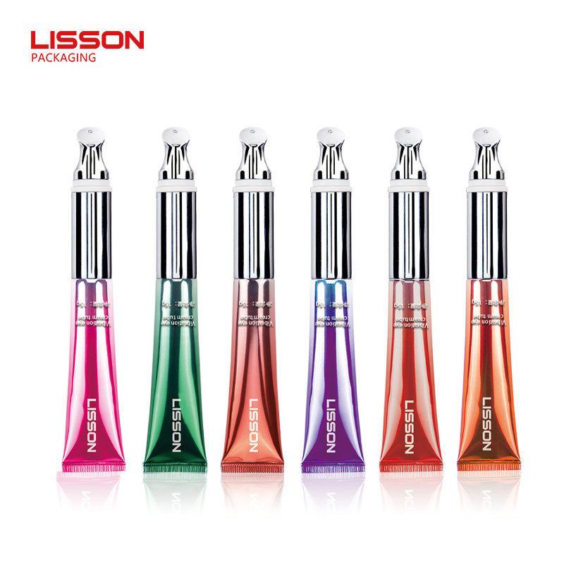 LISSON Custom Vibrating Eye Cream Massage Serum Tube T Shape Zinc Alloy Applicator Vibration Tube Packaging