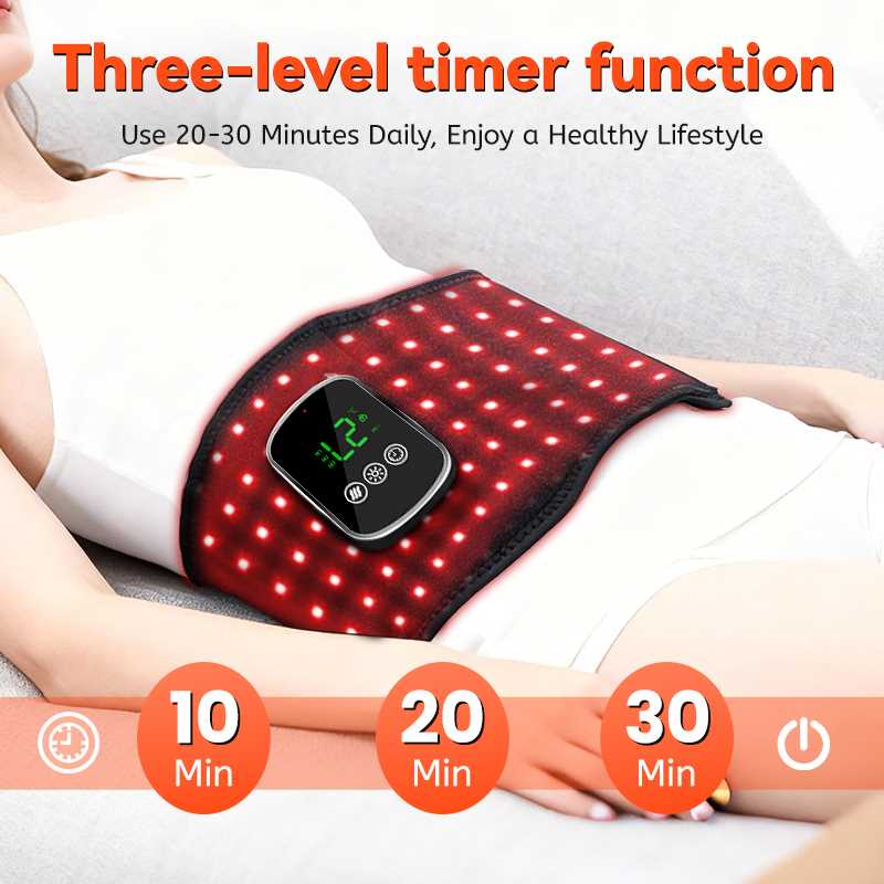 660nm 850nm Wireless Red Light Therapy Belt Wrap Cordless Vibration Red Light Therapy Shoulder Knee Waist Massager with Heating