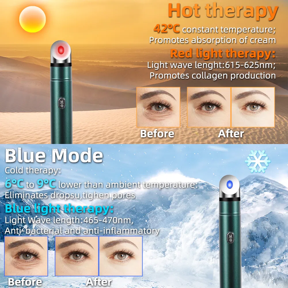 Handheld Red LED Light Electric Smart Eye Massager Beauty Device with Vibration Heating