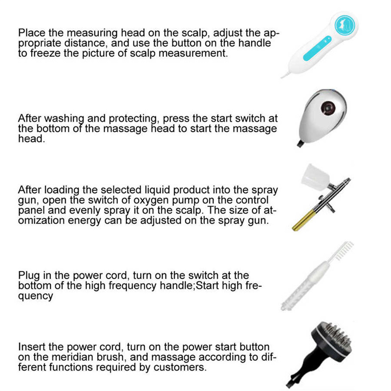 5 in 1 Hair Loss Treatment Scalp Head Scalp Massager Skin Hair Follicle and Scalp Analyzer Scanner Machine