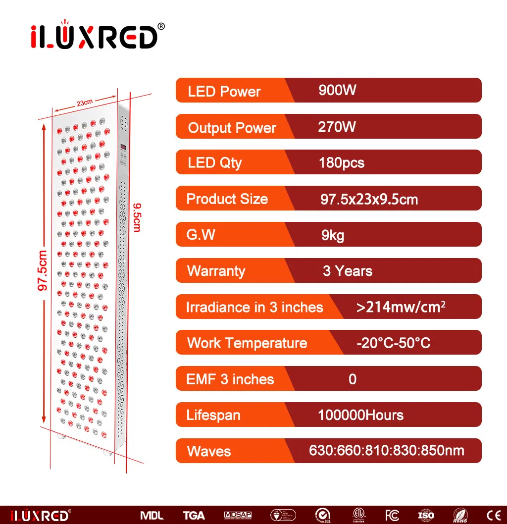 OEM ODM Available Stock for Beauty Salon 5 Wavelengths LED Facial Treatment Full Body Infrared LED Red Light Therapy Sauna Panel Bed Device Handheld