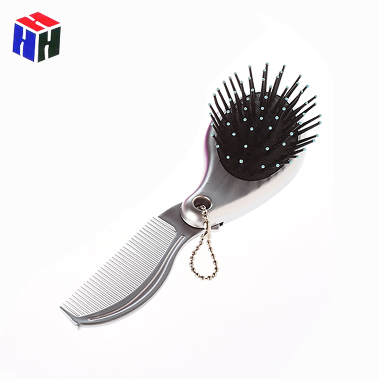 Wholesale Customized Plastic Self Cleaning Hair Brush Pocket Mirror Folding Scalp Care Devices Comb With Mirror