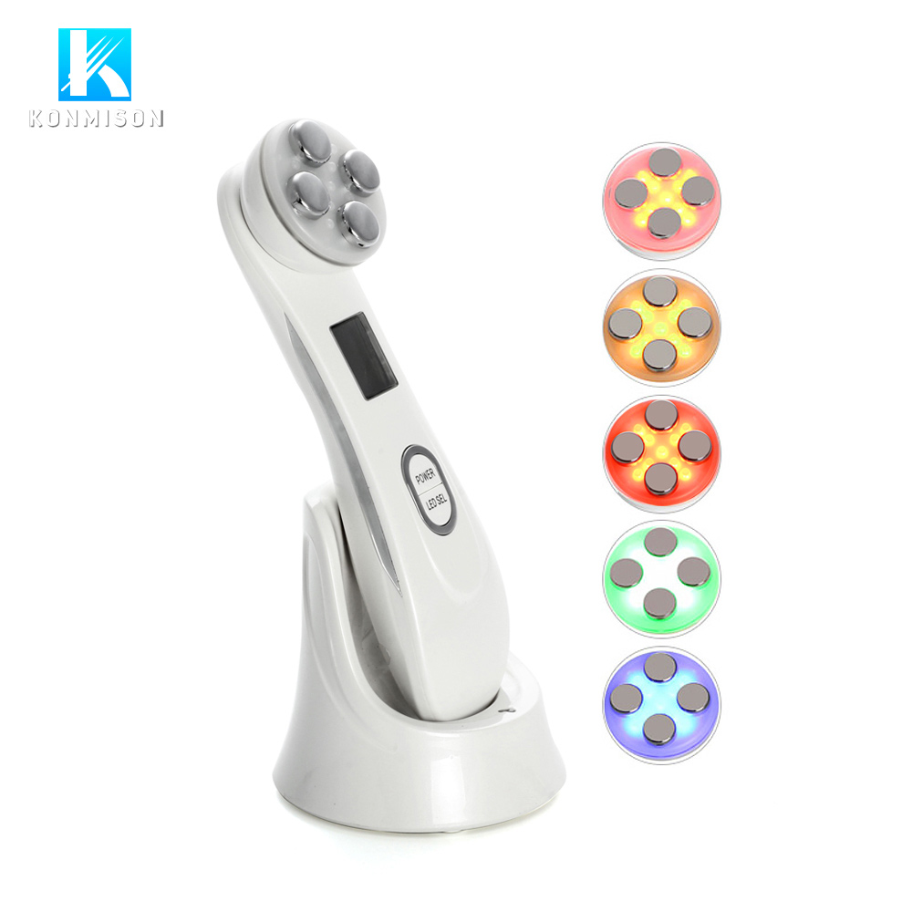 Portable Ems Radiofrequency Facial Massager 5 in 1 Led Skin Tightening Device
