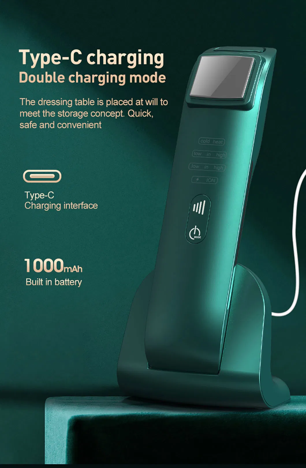 Customized Household EMS Microcurrent Vibration Ion Hot and Cold Anti-Wrinkles Beauty Device
