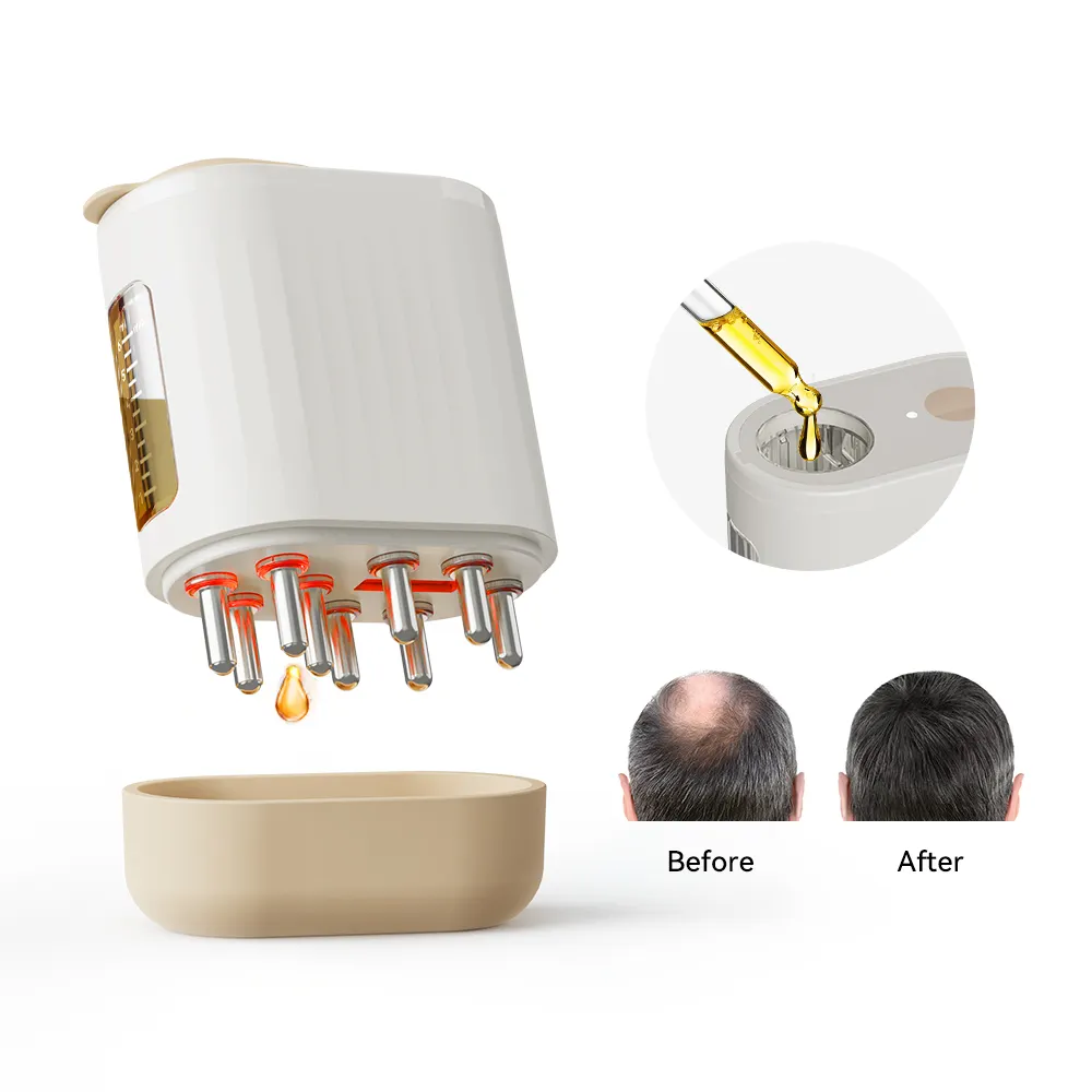 6ml Anti Hair Loss Serum Dispenser USB Rechargeable Scalp Massage Comb Red Light Hair Treatment Device Scalp Oil Applicator