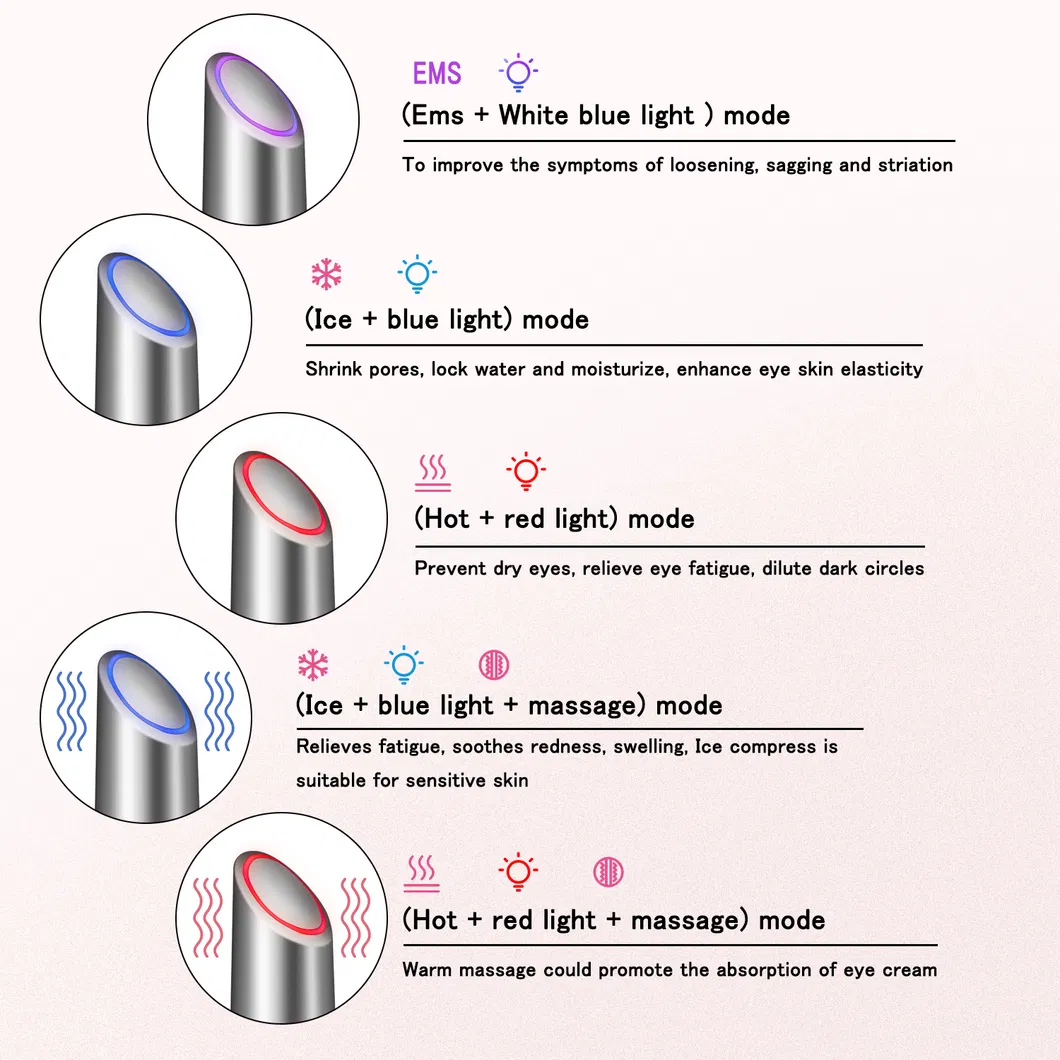 Handheld Red LED Light Electric Smart Eye Massager Beauty Device with Vibration Heating