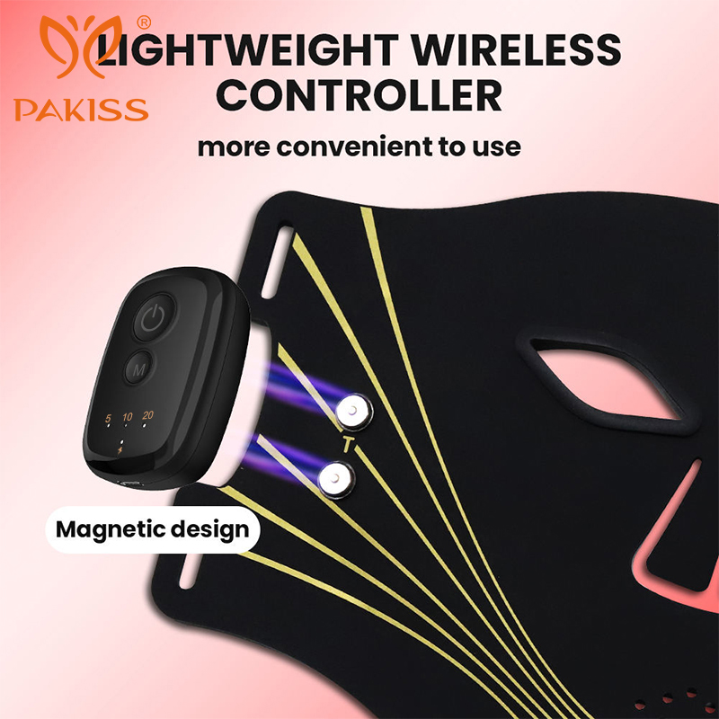 PAKISS LED Facial Light Therapy Mask and Neck Infrared Red Light Therapy Mask for Face &amp; Neck