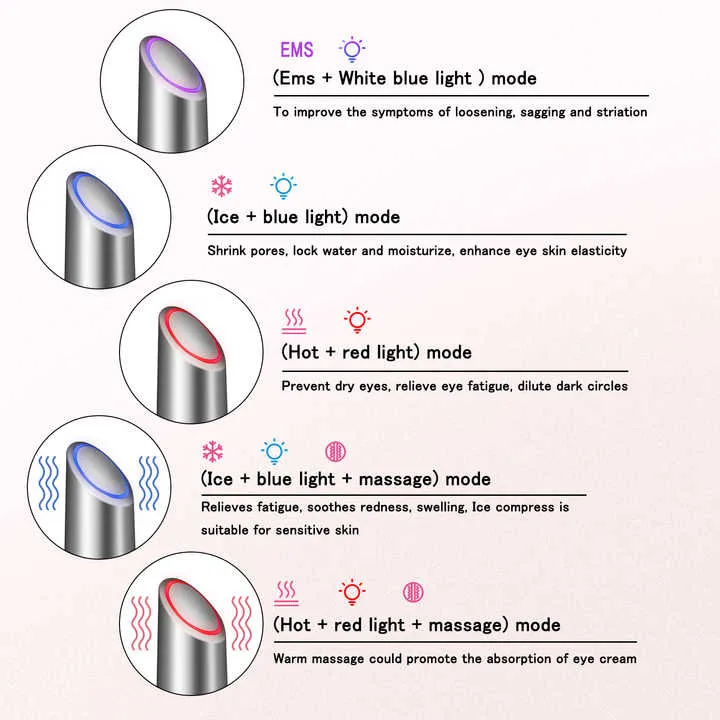 Handheld Red LED Light Electric Smart Eye Massager Beauty Device with Vibration Heating