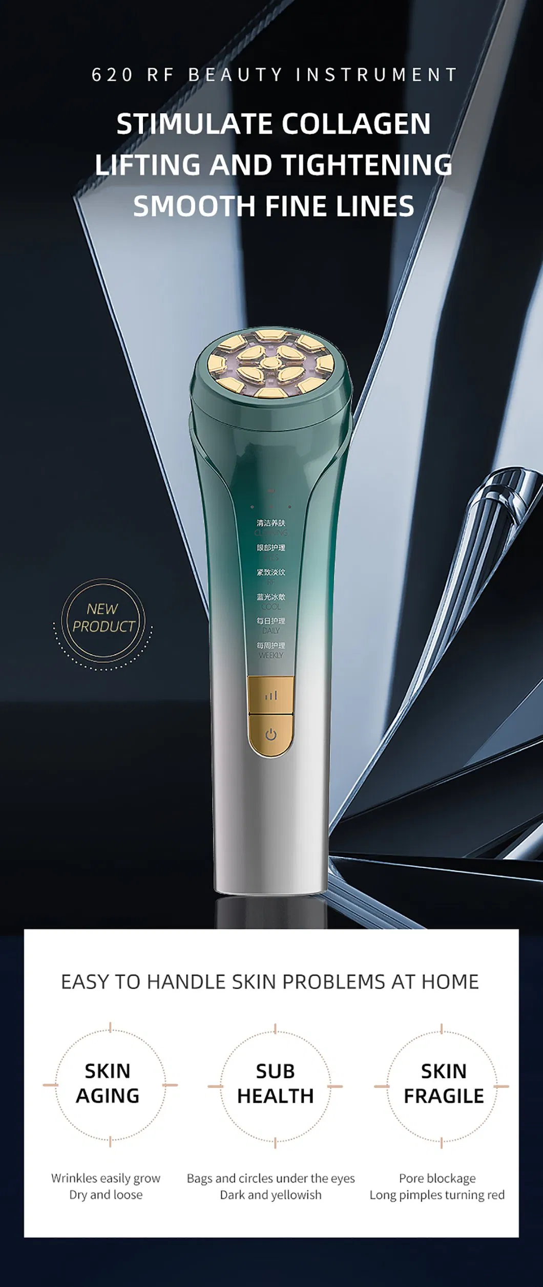 RF 6in1 Anti-Aging Face Lifting Light Therapy Customized Beauty Device Overview