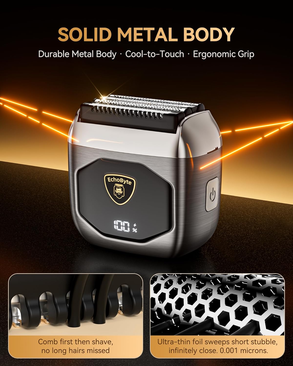 Electric Shaver Professional 8000RPM 4-Blade Reciprocating Electric Shaver IPX7 Rasoir Lectrique