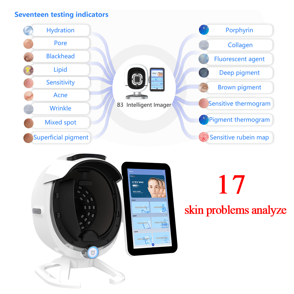 Smart 3D Face Scanner Skin Analyzer Machine Moisture Wrinkles Acne Pores Detector Beauty Salon Spa Targeting Eyes It JP US ZA