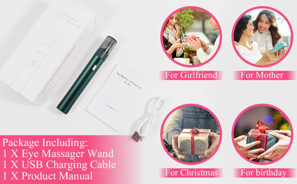 Handheld Red LED Light Electric Smart Eye Massager Beauty Device with Vibration Heating