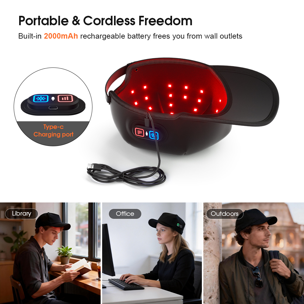 2026 Popular Wireless Red Light Therapy Cap 72 LED Scalp Care Device Award Winning Design Dual Wavelength 660nm 850nm